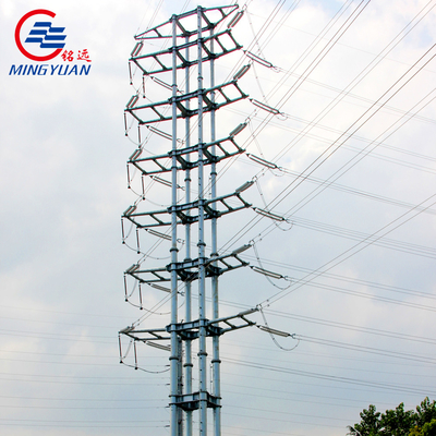 la torre elettrica pratica d'acciaio della grata della trasmissione 132kV ha galvanizzato Monopoles tubolare